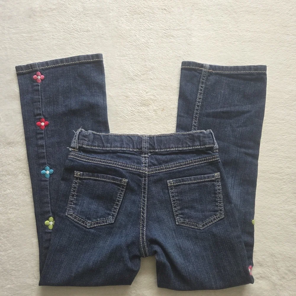 Gymboree Y2k Denim‎ Jeans Embroidered Flowers Girls Sz 7